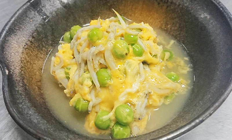 紀州うすい豆としらすの玉子とじ