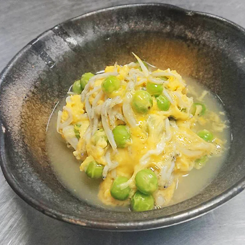 紀州うすい豆としらすの卵とじ